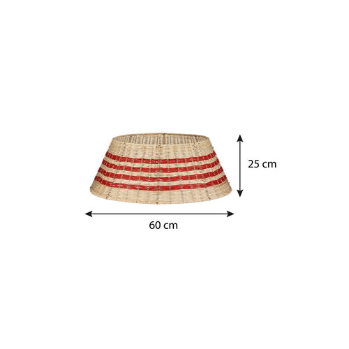 Mica Decorations Kerstboomrok - H25 x Ø60 cm - Rotan - Beige, Rood
