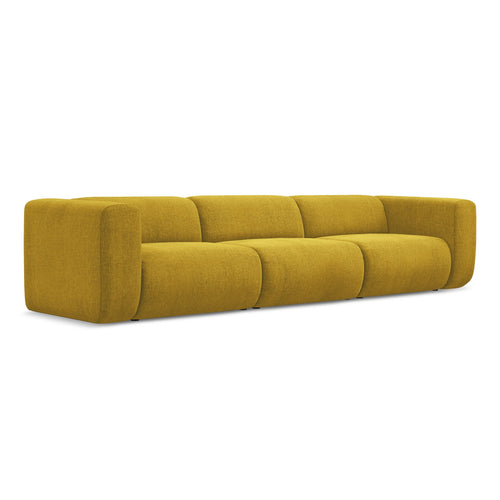 LaMiaSofa 4-zits bank Bari - chenille stof - mosterd - 319x89x70