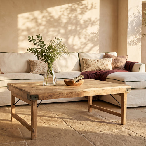 Raw Materials salontafel Limewash - inklapbaar - FSC gerecycled hout - 120x75x45 cm