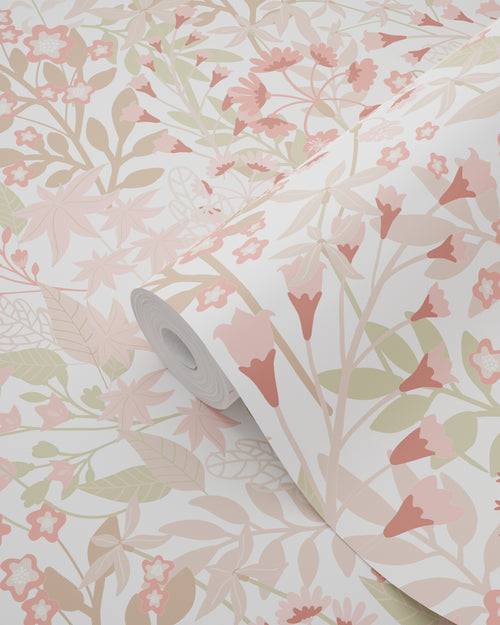 ESTAhome behang veldbloemen vergrijsd groen en roze - 50 x 900 cm - 131348 - vtwonen shop