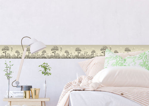 Sanders & Sanders zelfklevende behangrand bos met bosdieren beige - 13.8 x 500 cm - 601315