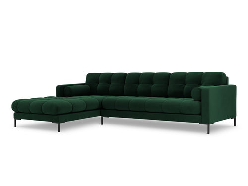Cosmopolitan Design linker hoekbank Bali 5-zits, flueel, flessengroen - 185x293x75cm