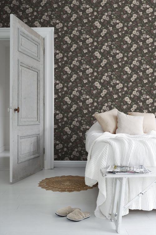 Borastapeter behang bloemen bruin, groen en roze - 53 cm x 10.05 m - 660287 - vtwonen shop