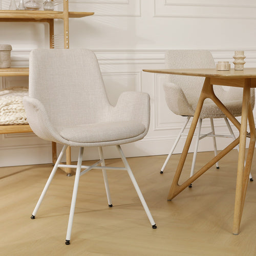 Nolon Noa-Eef Eetkamerstoelen Set van 2 - Beige - Witte Poten - vtwonen shop