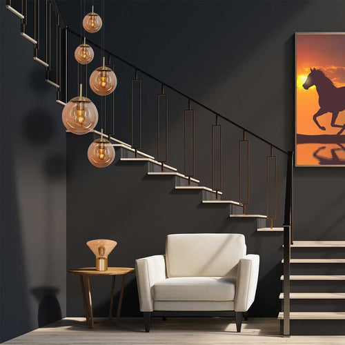 Steinhauer hanglamp bollique - 5 lichts - 60 x 375 cm - messing - vtwonen shop