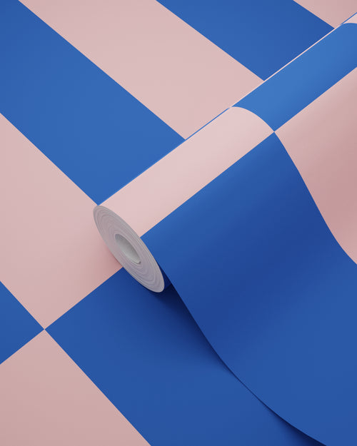 ESTAhome behang streep roze en koningsblauw - 50 x 900 cm - 130921 - vtwonen shop