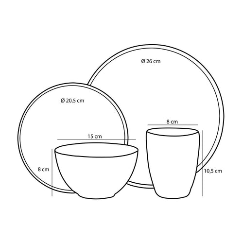 Mica Decorations Tabo Serviesset 16-Delig Groen - Keramische Borden voor 4 Personen - Complete Set met Mokken en Schaaltjes - Handgemaakt Botanisch