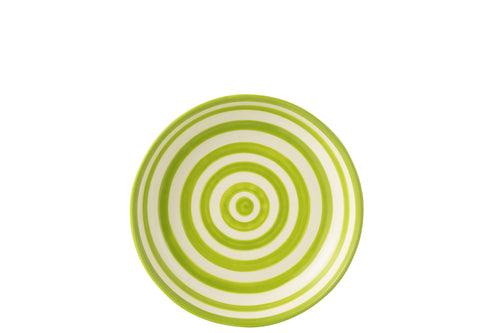 J-Line schaal Granada Stripes Low - keramiek - wit/groen - large - Ø 25 cm