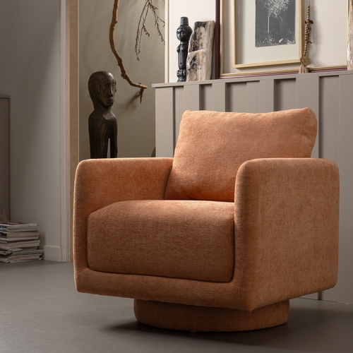 WOOOD draaibare fauteuil Oscar - Chenille - Salmon - 64x78x79 - vtwonen shop