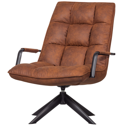 WOOOD draaibare fauteuil Jouke - Kunstleer - Cognac - 96x70x85