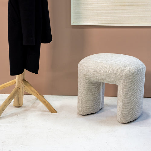 Giga Meubel Poef Haven - Beige - Stof - 47x42x42cm