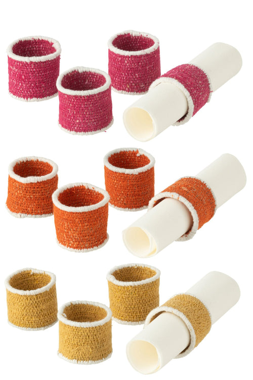 J-Line servetring - zeegras - roze/oranje/geel - 3 stuks