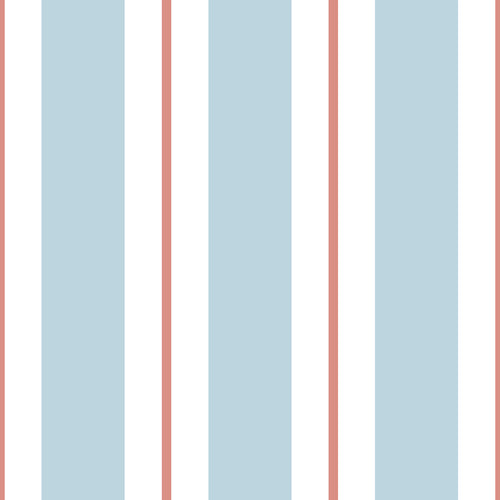 Sanders & Sanders behang strepen blauw en terracotta - 50 x 900 cm - 640311