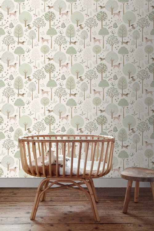 ESTAhome behang honden vergrijsd mintgroen en wit - 53 cm x 10.05 m - 139709 - vtwonen shop