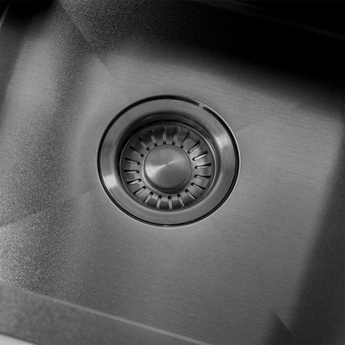 LOMAZOO spoelbak Ella - met kraangat - RVS - gun metal - 34 x 45 cm