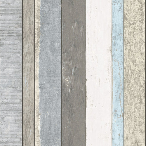 Walls4You behang verweerde houten planken grijs, blauw en beige - 53 cm x 10.05 m - 935286 - vtwonen shop