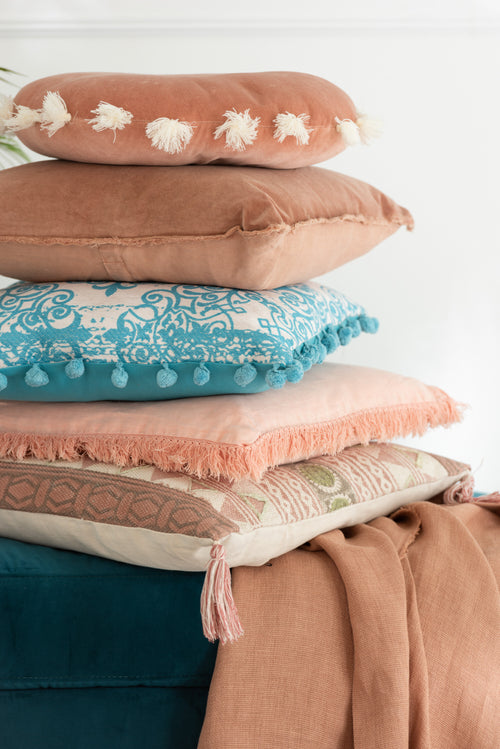 J-Line kussen Boord Kort - katoen/linnen - roest - vtwonen shop