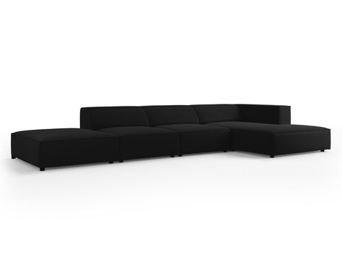 Cosmopolitan Design rechter hoekbank Arendal 5-zits, flueel, zwart - 166x341x70cm