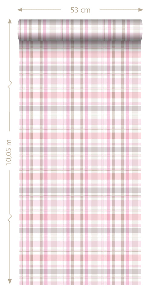 ESTAhome behang ruiten licht roze - 53 cm x 10.05 m - 138824