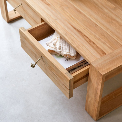 Tikamoon Minimalys - Massief teakhouten salontafel - Naturel - vtwonen shop