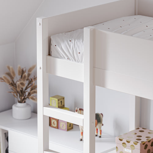 Petite Amélie Hoogslaper met bureau Sommet – 90x200 cm – Wit – Trap links en rechts monteerbaar – Ruimtebesparend - vtwonen shop