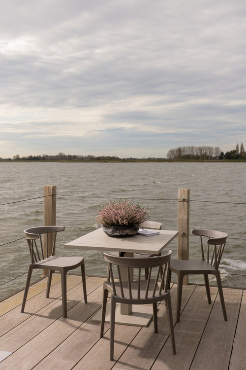 WOOOD tafel Tesso & stoelen Bliss tuin - Aluminium/Kunststof - Zand/Taupe - 68/45x100x80 / 75x52x53