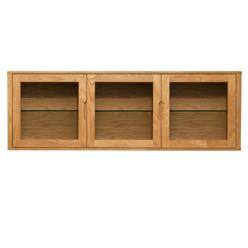 Furnhouse 3-deurs wandkast Nyborg - Natuurlijk eikenhout - MDF, Eikenfineer, Glas - 34x180x60