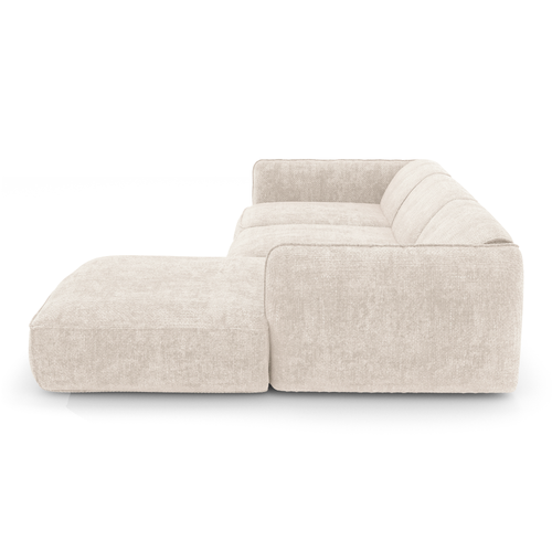 Sia Home - Rechte hoekbanken LIVIA - Fluweel weefsel - Crème - 272cm