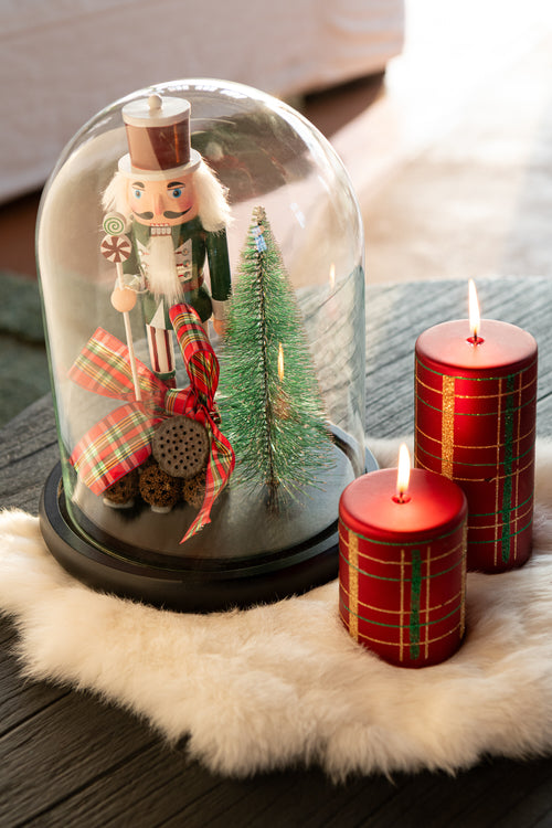 J-Line Decoratieve stolp Notenkraker - glas - rood/groen - large