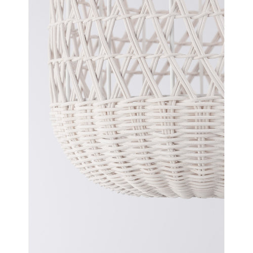 Merano Allentown Koepel Hanglamp Plafondlamp Wit Rotan Wit Stof Draad, Voet LED E27
