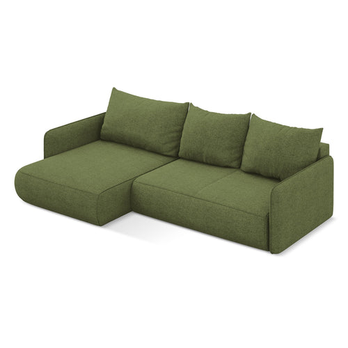 LaMiaSofa hoekbank links Palermo - chenille stof - flessengroen - 240x148x86