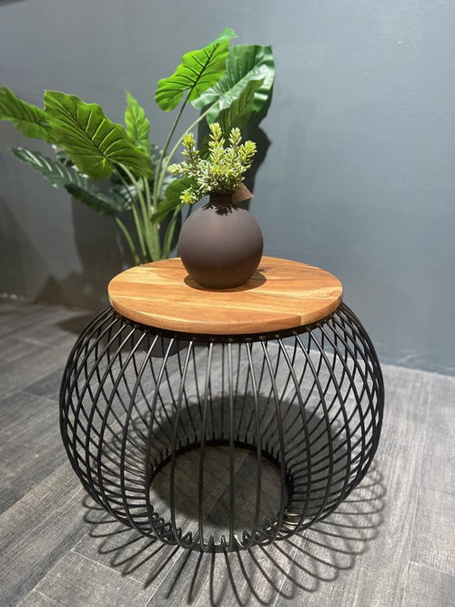 FurniLux Salontafel Mangohout - Bijzettafel - Rond - Industrieel - 65 x 65 x 51cm (lxbxh) - vtwonen shop