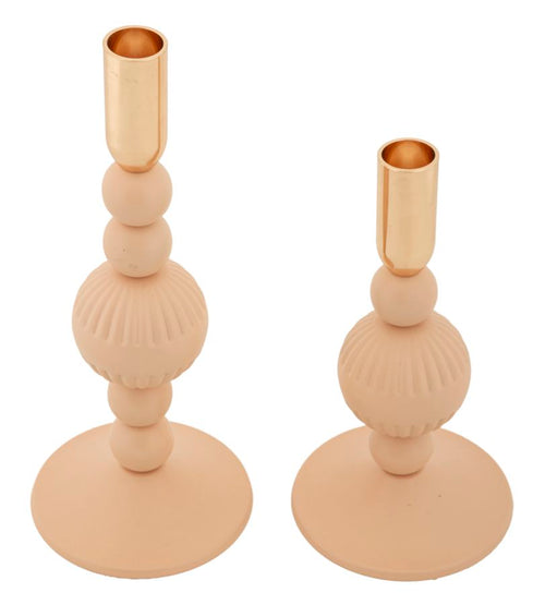 Mauro Ferretti kaarsenhouder - set van 2 - roze/goud