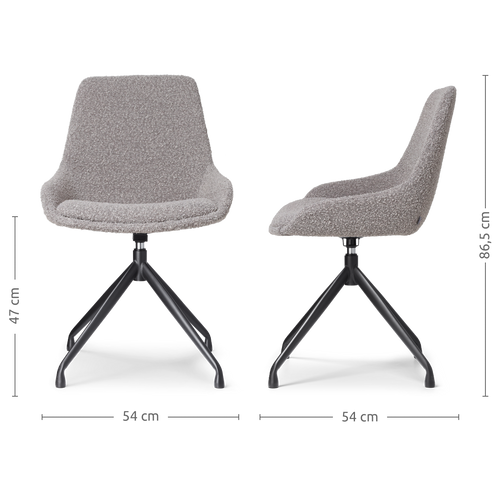 Nolon Nola-Isa Draaibare Eetkamerstoelen Bouclé Taupe - Zwart - 2x - vtwonen shop