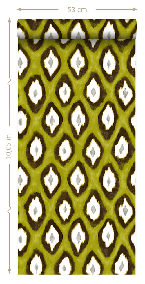 Origin Wallcoverings behang ikat motief okergeel - 53 cm x 10,05 m - 346921 - vtwonen shop