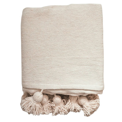 MÔMÉ Plaid Pom Pom - crème - 145 x 155 cm - vtwonen shop