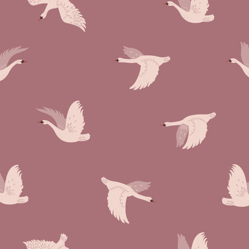 ESTAhome behang zwanen mauve paars - 50 x 900 cm - 131784
