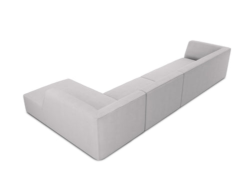 Micadoni rechter hoekbank Ruby 5-zits, structurele stof, lichtgrijs - 180x366x69cm
