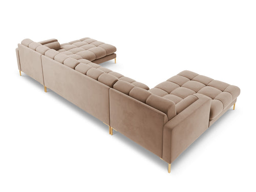 Cosmopolitan Design Panoramische bank Bali 7-zits, flueel, beige - 185x383x75cm