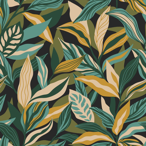 ESTAhome behang tropische bladeren donkergroen en okergeel - 50 x 900 cm - 131045 - vtwonen shop