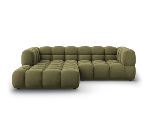 Cosmopolitan Design Modulaire hoekbank links Sky 3-zits, flueel, lichtgroen - 162x244x70cm