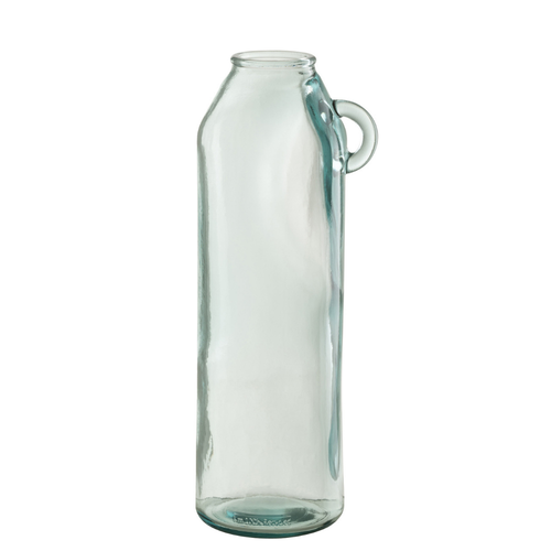 J-Line vaas Handvat Cilinder - gerecycleerd glas - large - 45 cm hoog - vtwonen shop