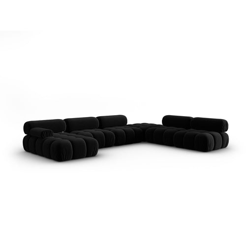 Cosmopolitan Design - Modulaire panoramische hoekbank rechts Cortina 7-zits, flueel zwart - 282x376x70cm