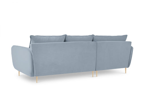 Cosmopolitan Design linker hoekbank Vienna 5-zits, flueel, lichtblauw - 170x255x95cm
