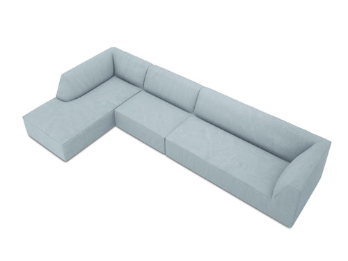 Micadoni linker hoekbank Ruby 5-zits, ribfluwelen, lichtblauw - 180x366x69cm