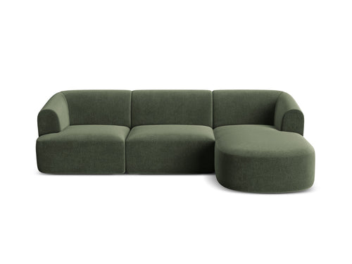 Cosmopolitan Design Modulaire hoekbank rechts Campi 4-zits, flueel groente - 156x256x70cm