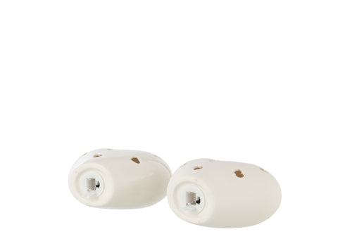 J-Line vaas Hart - keramiek - wit - 2 stuks - LED - vtwonen shop