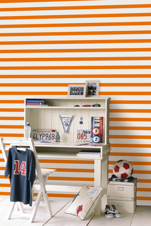 ESTAhome behang strepen oranje en wit - 53 cm x 10,05 m - 115872 - vtwonen shop