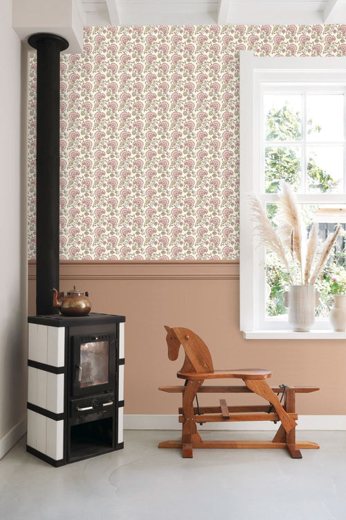 ESTAhome behang vintage bloemen licht roze en beige - 50 x 900 cm - 131817