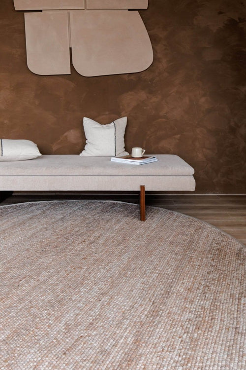 Interieur05 Rond Wollen Vloerkleed Lichtbruin Vik - 200 x 200 cm - vtwonen shop